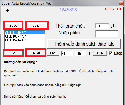 Cách lưu và cài đặt thời gian nhấp chuột.