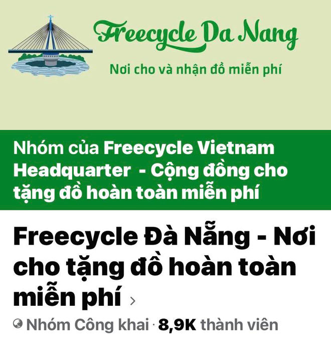 Freecycle Đà Nẵng - không gian cho, nhận đồ miễn phí tại Đà Nẵng.  Ảnh: H.L (chụp màn hình)