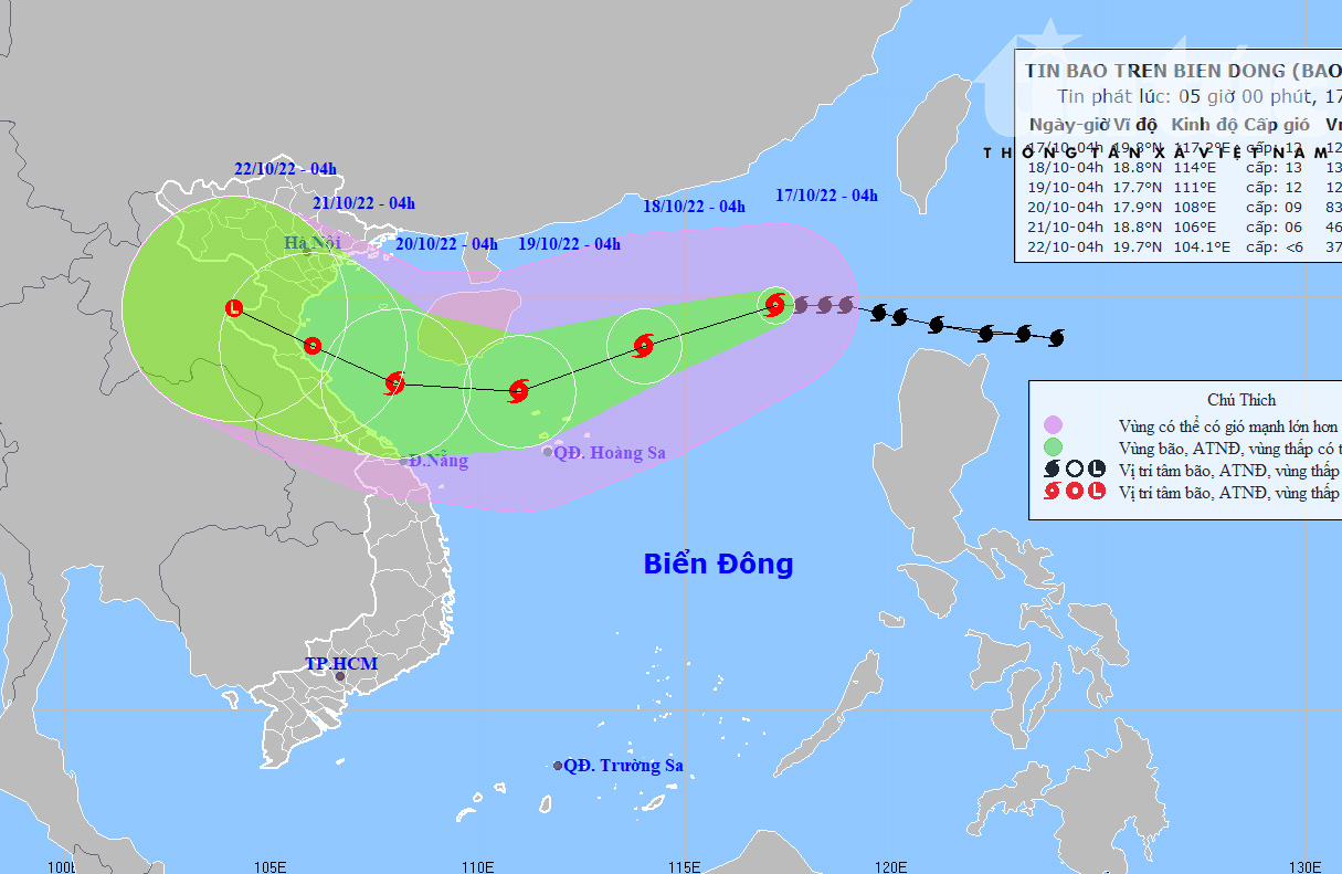 Thời tiết ngày 17-10: Không khí lạnh tăng cường, Bắc Bộ trời lạnh về đêm và sáng, bão số 6 trên biển Đông