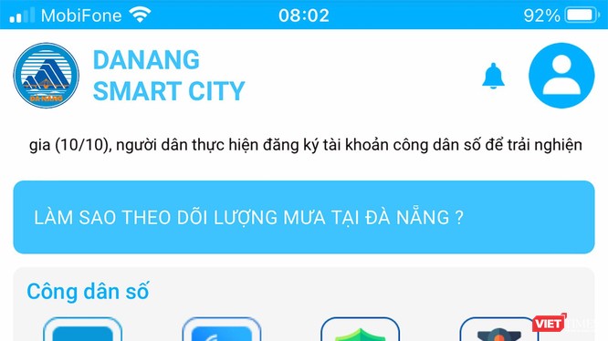 Đưa tính năng theo dõi lượng mưa lên ứng dụng Danang Smart City