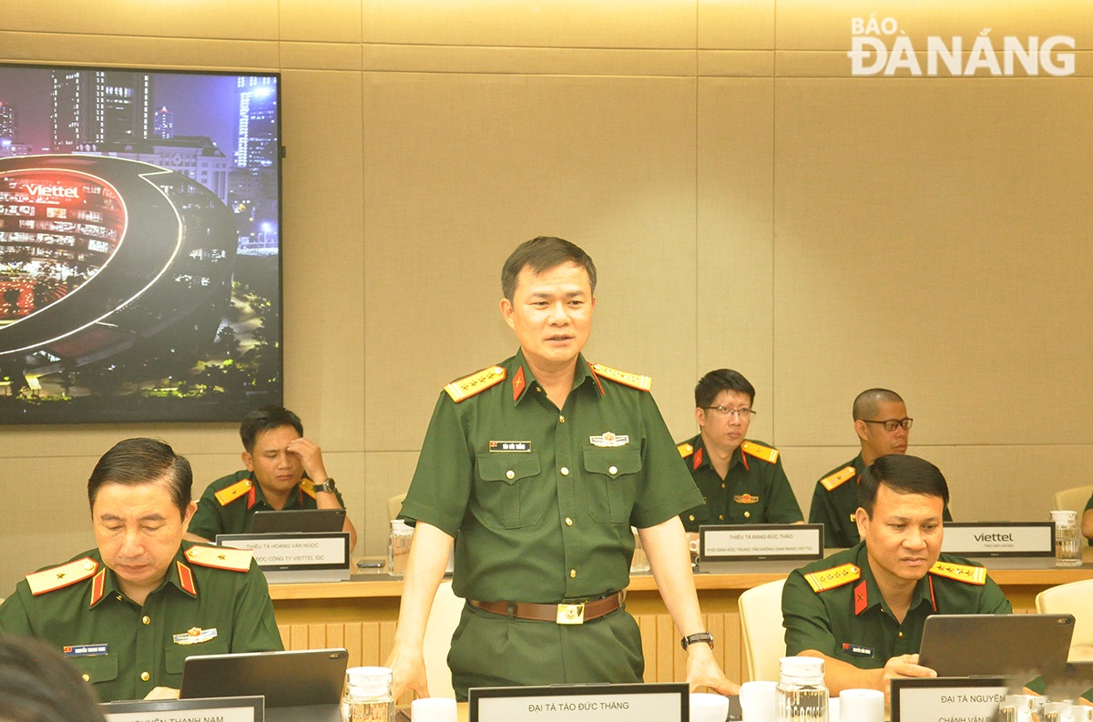 Chairman and General Director of Viettel Group Colonel Cao Duc Thang speaking at the ceremony.