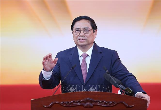 Thủ tướng Phạm Minh Chính phát biểu tại lễ kỷ niệm. Ảnh: TTXVN