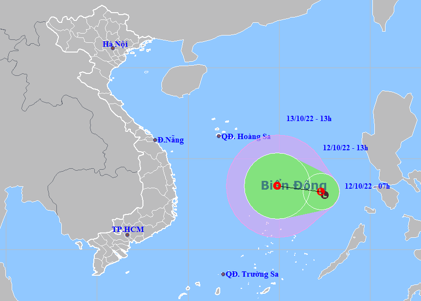 The expected track of  LPA which is likely to strengthen into a tropical depression (Source: Viet Nam’s National Centre for Hydro-Meteorological Forecasting)