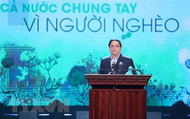 Thủ tướng Phạm Minh Chính phát biểu, vận động ủng hộ giúp đỡ người nghèo nhân Tháng cao điểm 