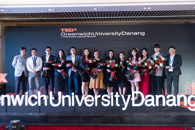 TEDx GreenwichUniversityDanang 2021 cùng các diễn giả là sinh viên Greenwich Việt Nam.