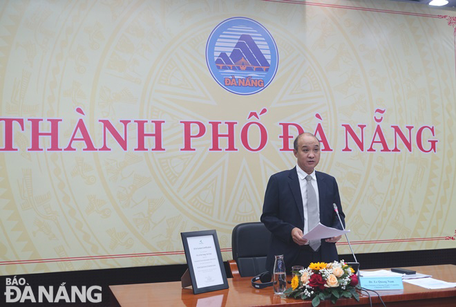 Vice Chairman of Da Nang People's Committee cum Chairman of PNLG Le Quang Nam speaking at the event. Photo: HOANG HIEP