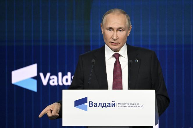 Tổng thống Nga Vladimir Putin phát biểu tại Hội nghị thường niên Câu lạc bộ Thảo luận quốc tế Valdai ở Moscow ngày 27-10. Ảnh: AFP	