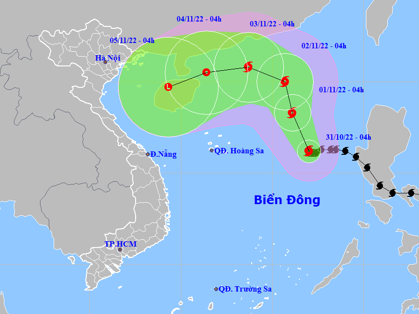 The forecast track of Tropical Storm Nalgae. (Source: NCHMF).