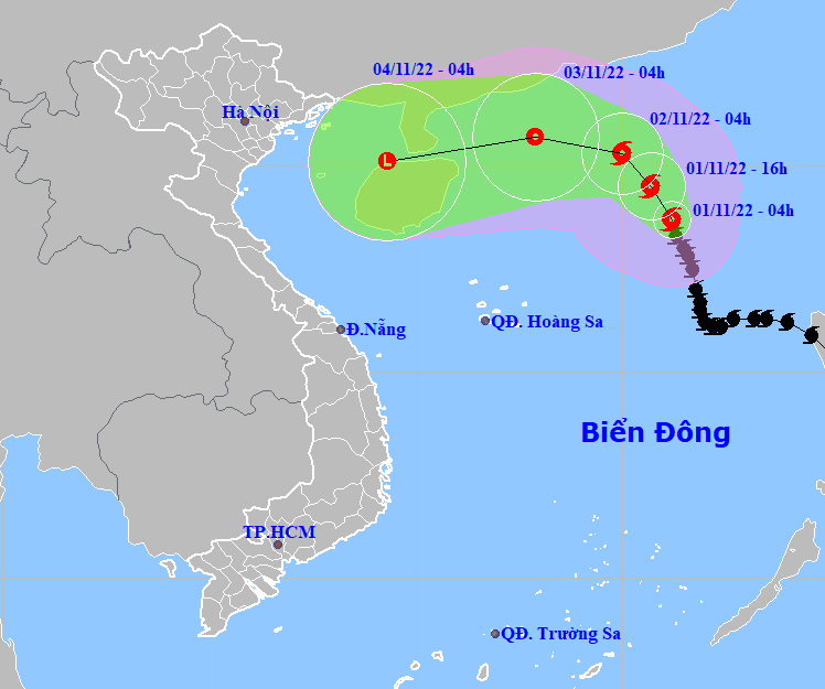 The latest forecast track of tropical storm Nalgae. (Source: NCHMF).