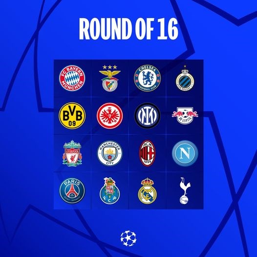 16 đội bóng tham dự vòng knock-out Champions League mùa này.