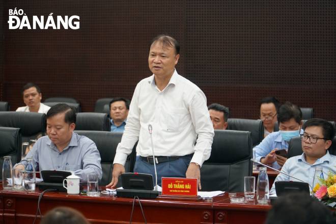 Deputy Minister of Industry and Trade Do Thang Hai speaking at the working session. Photo: Q.TRANG