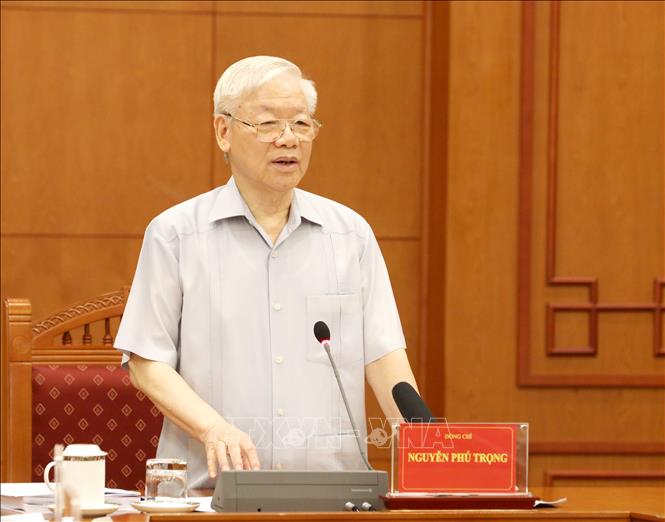 Tổng Bí thư Nguyễn Phú Trọng phát biểu chỉ đạo cuộc họp. Ảnh: Phương Hoa/TTXVN