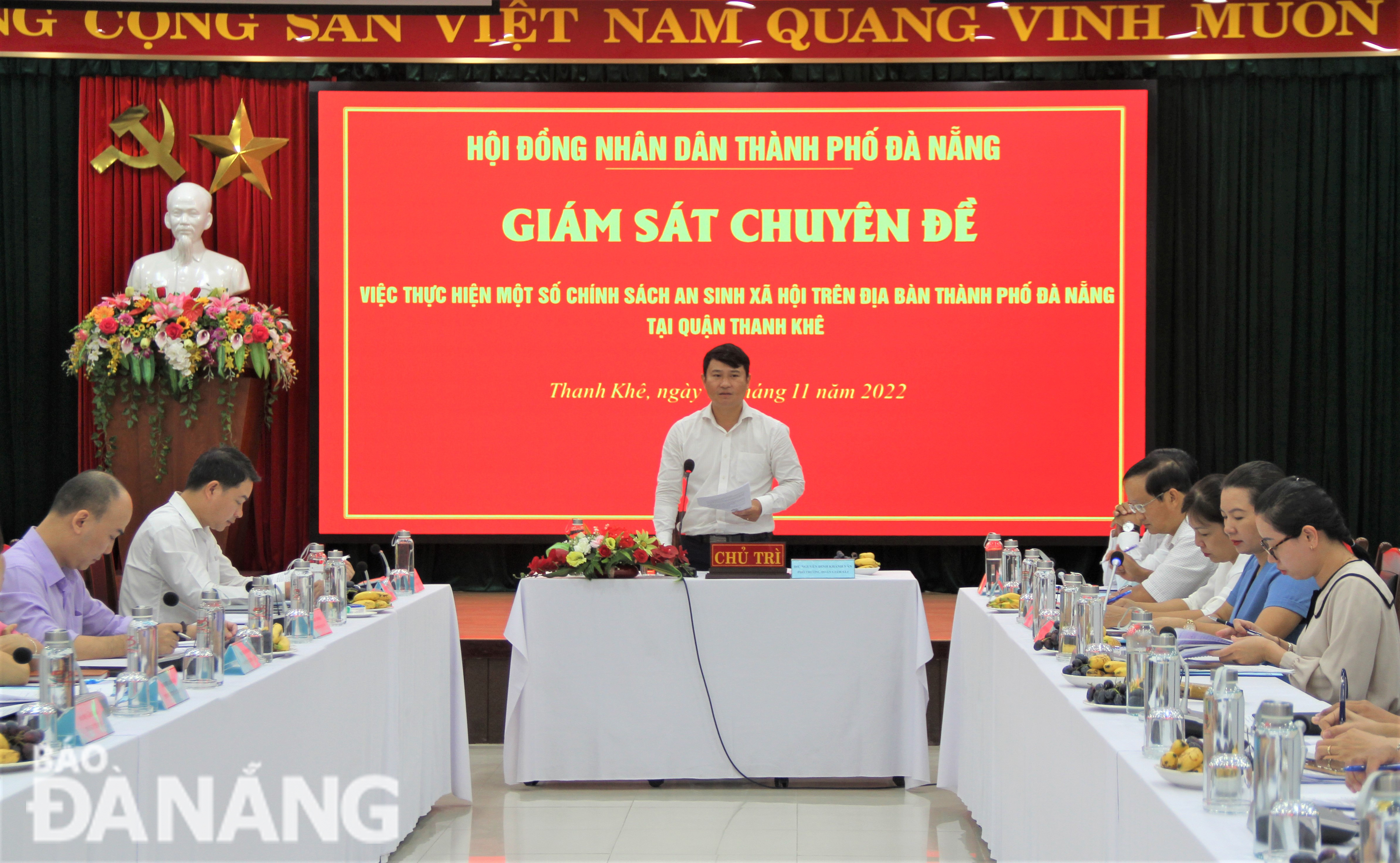 Trưởng Ban Văn hóa - Xã hội, HĐNĐ thành phố Nguyễn Đình Khánh Vân kết luận buổi giám sát. Ảnh: L.P
