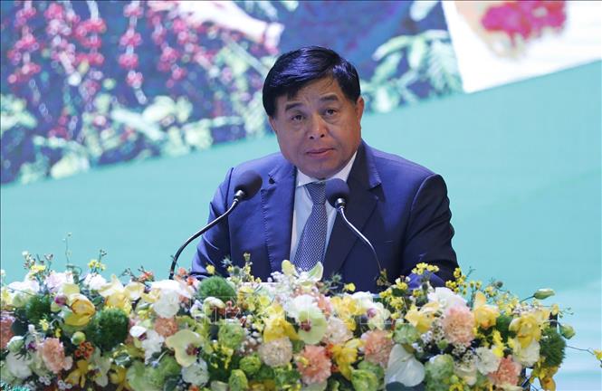 Bộ trưởng Bộ Kế hoạch và Đầu tư Nguyễn Chí Dũng báo cáo kế hoạch triển khai chương trình hành động của Chính phủ. Ảnh: TTXVN