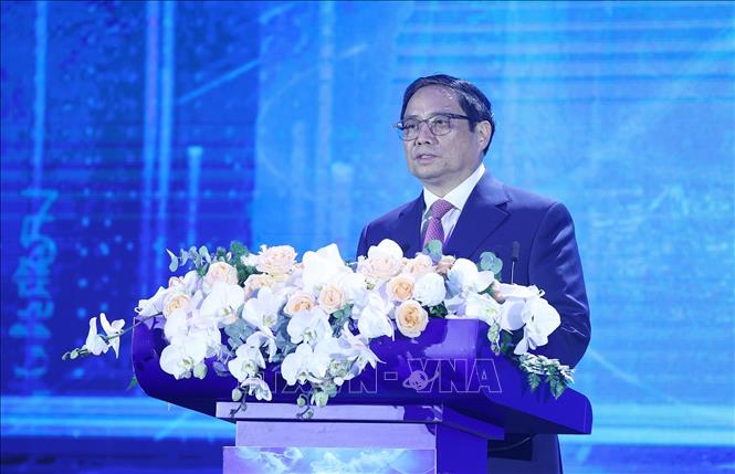 Thủ tướng Phạm Minh Chính phát biểu tại chương trình Dấu ấn TECHFEST Việt Nam 2022. Ảnh: Dương Giang/TTXVN