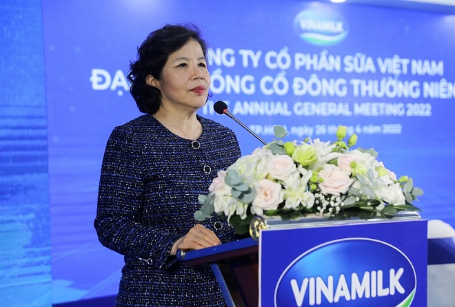 Bà Mai Kiều Liên tại Đại hội cổ đông Vinamilk 2022. Ảnh PV