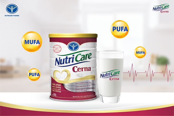 Bộ đôi chất béo có lợi MUFA và PUFA trong Nutricare Cerna hỗ trợ tim mạch khỏe.