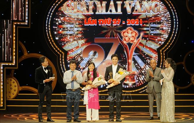 Lễ trao Giải Mai Vàng lần thứ 27 năm 2021 do báo Người Lao Động tổ chức đã diễn ra tại Nhà hát TP Hồ Chí Minh, tối 20/1/2022. Ảnh (tư liệu): Thu Hương/TTXVN