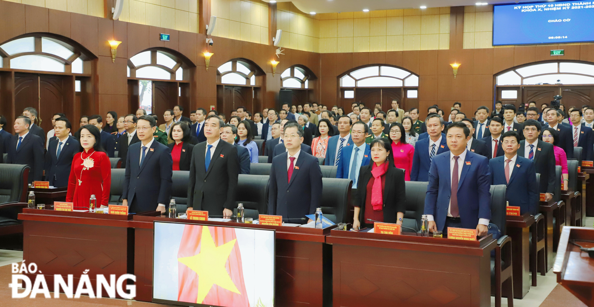 Delegates attending the flag salute ceremony