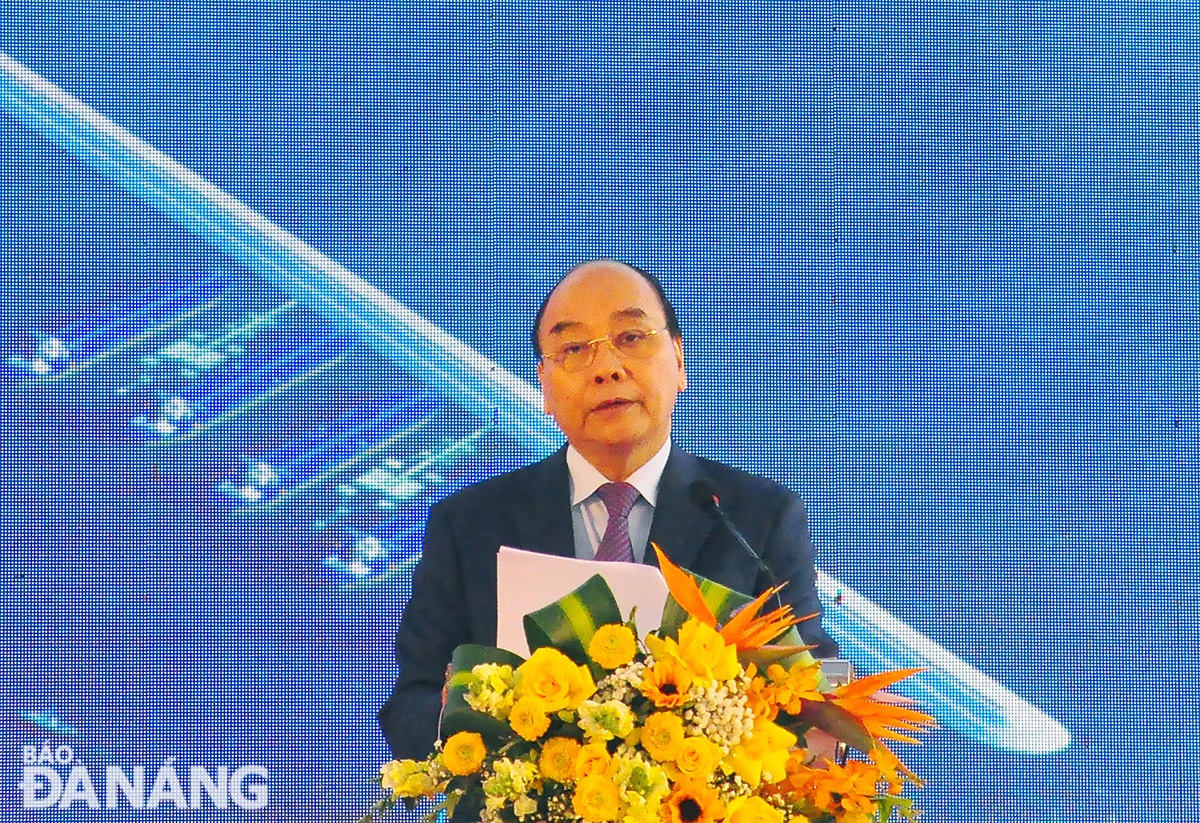 State President Nguyen Xuan Phuc speaking at the ceremony. Photo: THANH LAN