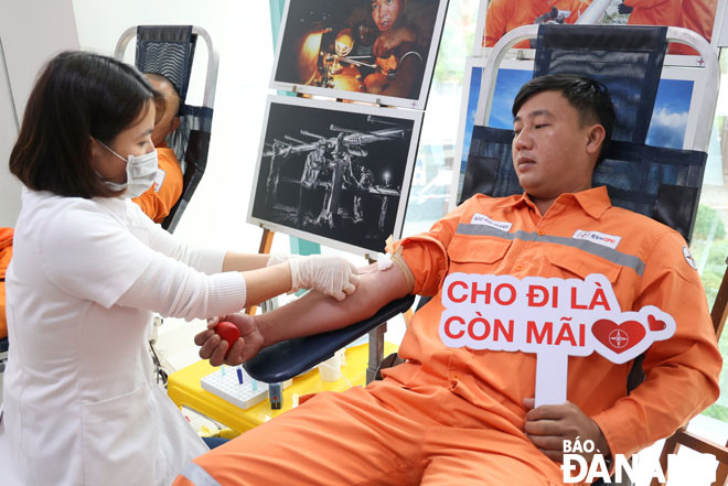 A blood donor at the event