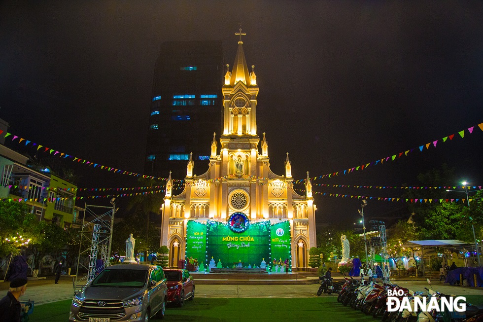 The Da Nang Cathedral, otherwise known as the 'Rooster Church', is splendidly decorated for Christmas season.