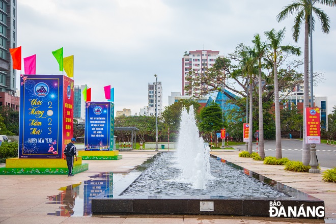 A well-decorated area in front of the Da Nang Administrative Centre