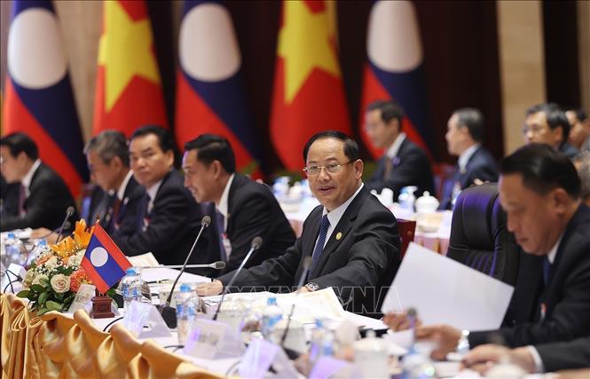 Thủ tướng Lào Sonexay Siphandone phát biểu tại Kỳ họp lần thứ 45 Ủy ban liên Chính phủ Việt Nam – Lào. Ảnh:TTXVN