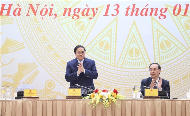 Thủ tướng Phạm Minh Chính dự Hội nghị triển khai nhiệm vụ năm 2023 của Bộ Giao thông vận tải. Ảnh: Dương Giang/TTXVN