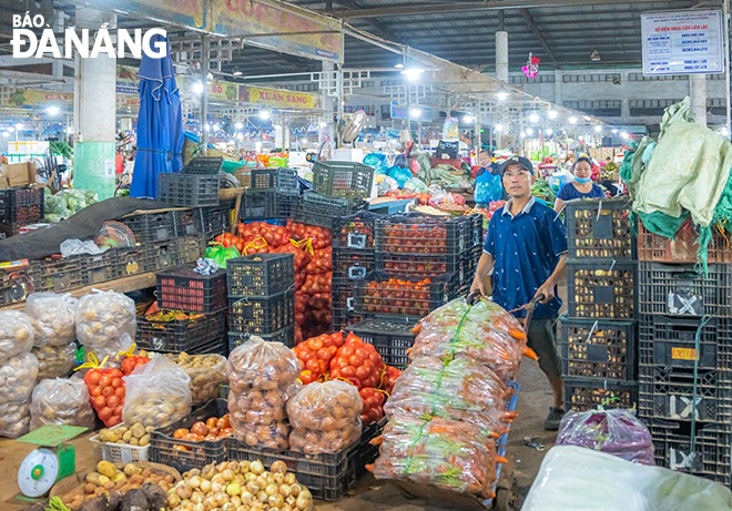 Transporting of goods in the market.