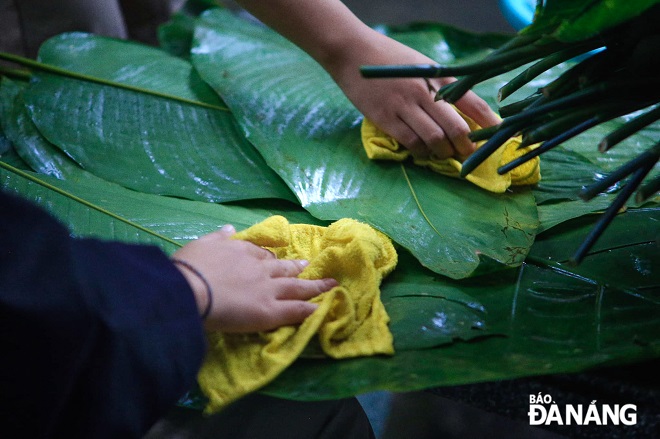 Leaves are carefully cleaned.
