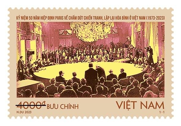 Mẫu tem ‘Kỷ niệm 50 năm Hiệp định Paris về chấm dứt chiến tranh, lập lại hòa bình ở Việt Nam’