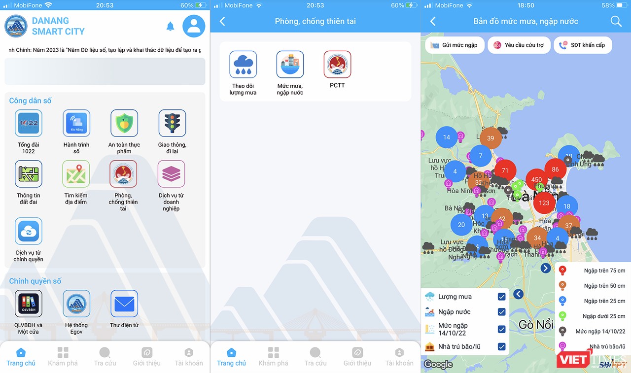 Đưa bản đồ mưa và ngập nước lên ứng dụng Danang Smart City