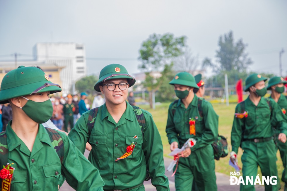 The recruits are excited to join the military service. Photo: CHANH LAM 