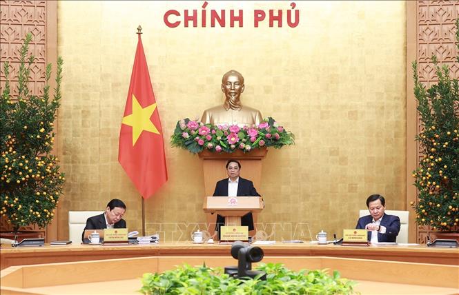 Thủ tướng Phạm Minh Chính chủ trì Phiên họp Chính phủ thường kỳ tháng 1 năm 2023. Ảnh: Dương Giang/TTXVN