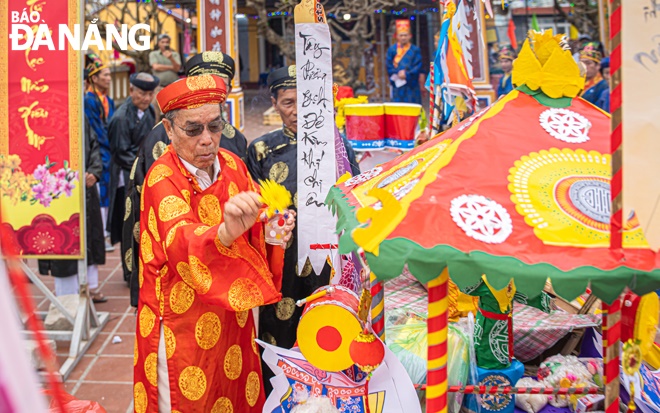 Elders in the village participate in solemn rituals