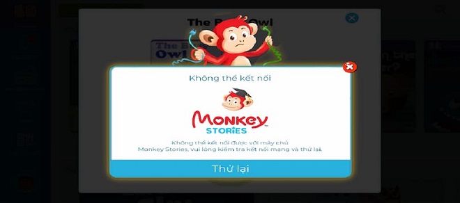 Monkey Stories không thể kết nối. (Ảnh: Monkey)