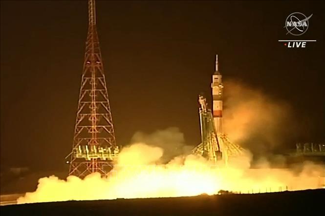Tàu vũ trụ Soyuz MS-23 rời bệ phóng tại Sân bay vũ trụ Baikonur ở Kazakhstan, ngày 24-2-2023. Ảnh: AFP/TTXVN