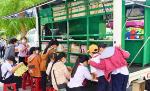 Mobile library in rural area, promoting reading among children