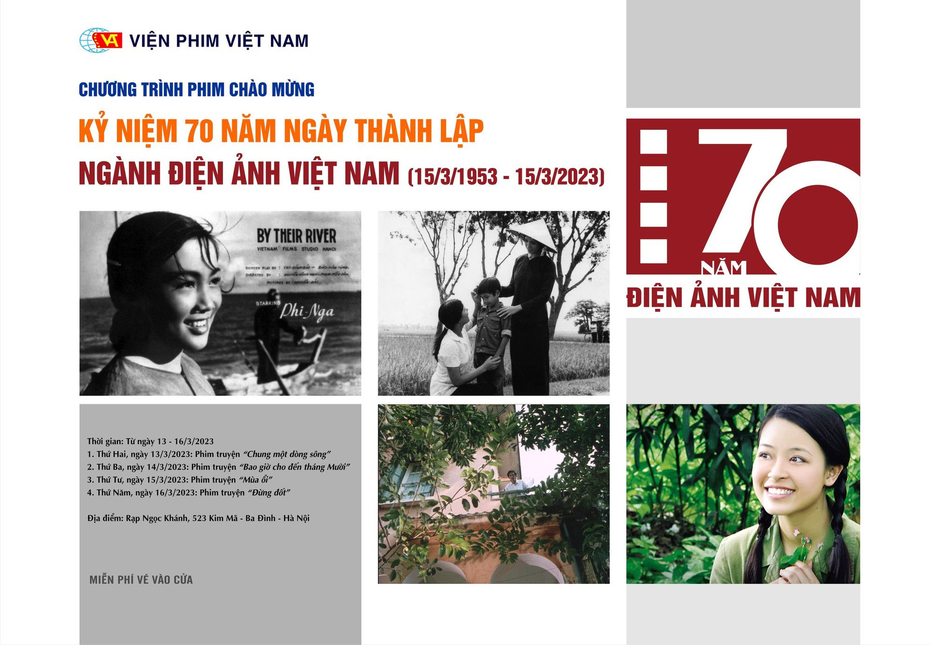 Chiếu 7 bộ phim chào mừng 70 năm ngày điện ảnh cách mạng Việt Nam