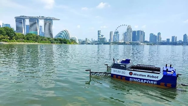 A 5G-enabled electric unmanned surface vessel for river cleaning and inspection. (Photo: Weston Robot)