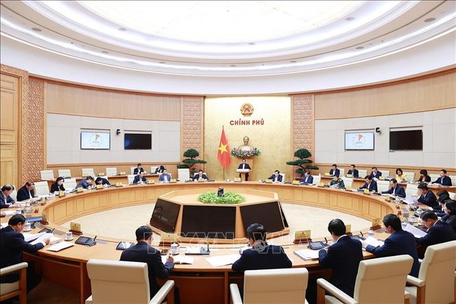 Phiên họp Chính phủ chuyên đề về xây dựng pháp luật tháng 2/2023. Ảnh: Dương Giang/TTXVN