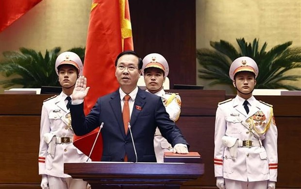 President Vo Van Thuong takes oath of office. (Photo: VNA)