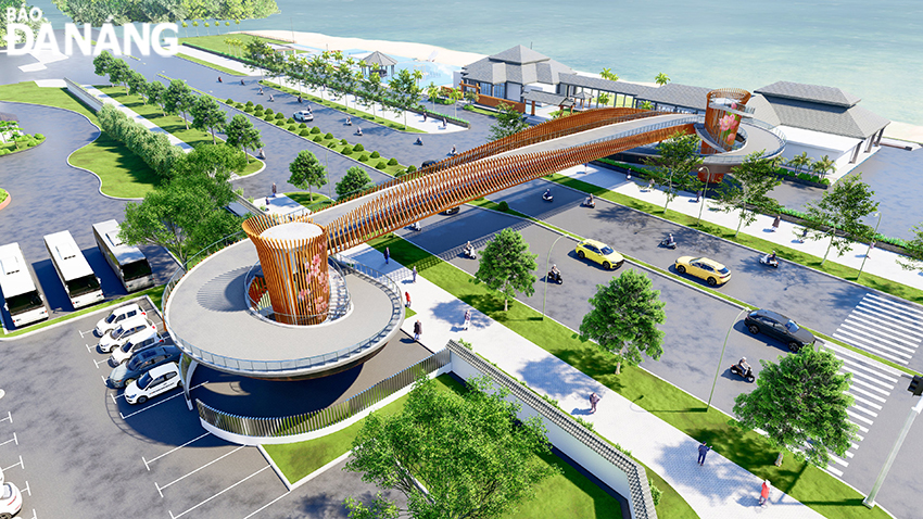The overpass creates a highlight for tourism development in the Northwest region of Da Nang.