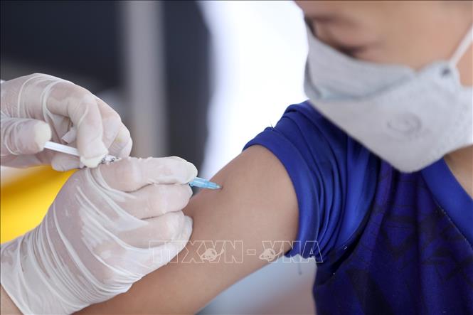 Tiêm vaccine phòng COVID-19 cho học sinh lớp 6, trường THCS Thị trấn Chi Lăng (Lạng Sơn). Ảnh tư liệu: Anh Tuấn/TTXVN
