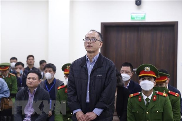 Bị cáo Đỗ Quốc Hùng (cựu Giám đốc BIDV chi nhánh Thành Đô) tại phiên tòa. (Ảnh: Kim Anh/TTXVN)