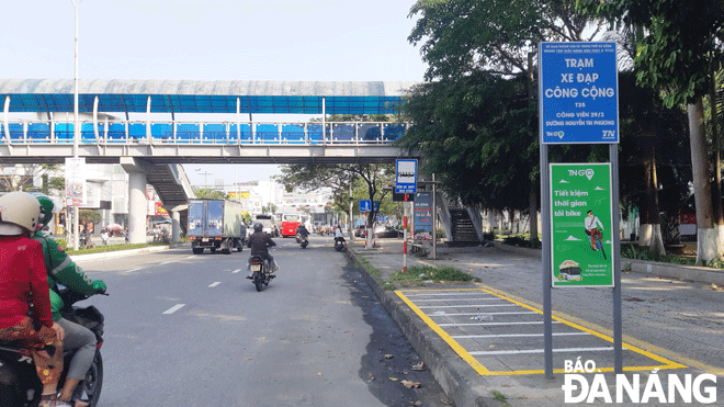 Infrastructure at a public bike rental station in Da Nang has just been completed. Photo: T.L