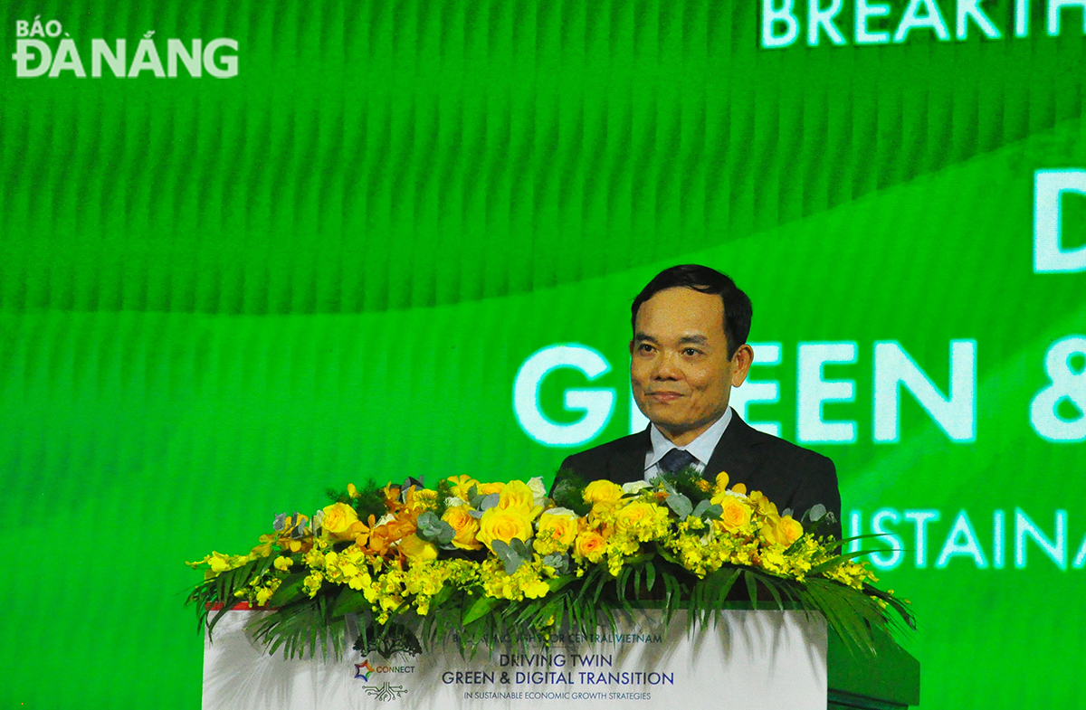 Deputy Prime Minister Tran Luu Quang speaks at the event