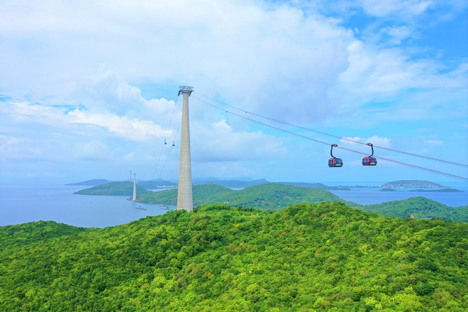 Cáp treo Hòn Thơm dài nhất thế giới ở nam đảo Phú Quốc.