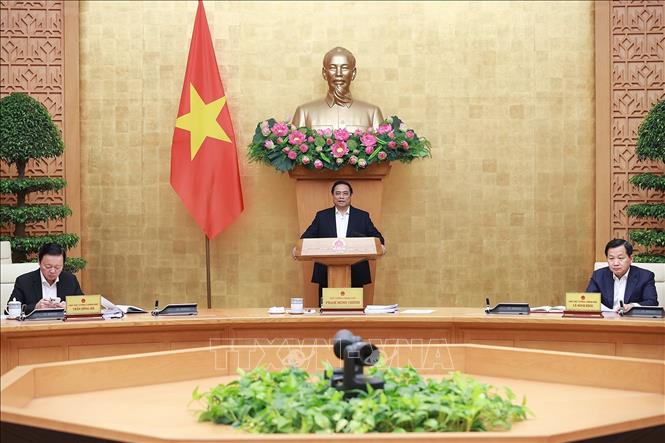Thủ tướng Phạm Minh Chính chủ trì Phiên họp Chính phủ chuyên đề về xây dựng pháp luật tháng 3-2023. Ảnh: Dương Giang/TTXVN